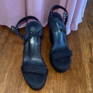 boohoo black espadrille wedges